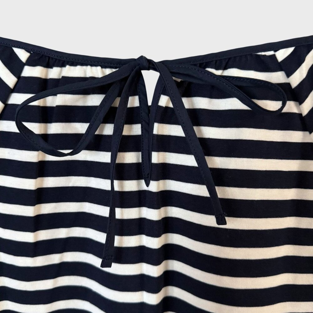 J.Crew Striped Raglan Tie-Back Peasant Blouse Top Black White Women's XL New - Picture 6 of 14